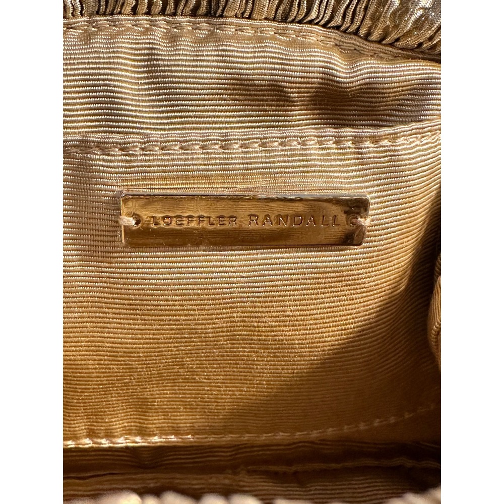 Loeffler Randall Bailey Oro Lame Pleated Clutch Dome Shape Gold Metallic Glam - Picture 4 of 10